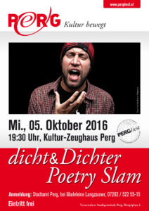 05.10.2016 PERGliest dicht&Dichter Poetry Slam A1 Plakat WEB